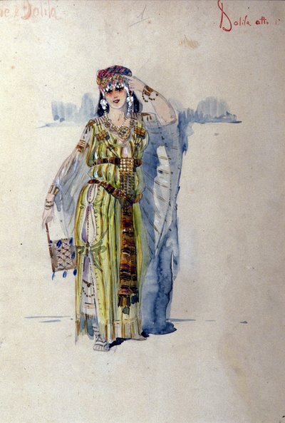 Dalila-asu Camille Saint Saensin (Saint-Saens) oopperan "" Simson ja Dalila"" ensimmäiseen näytökseen. 1877 tekijältä Unknown artist