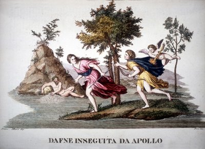 Apollon jahtaa Daphnea - mytologisessa sanakirjassa tekijältä Unknown artist