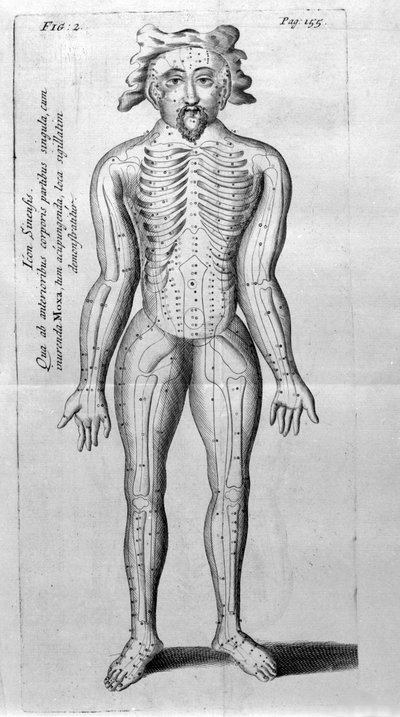 De Acupunctura, kirjoittanut W.Ten Rhijn. Lontoo 1683. Ensimmäinen akupunktiota käsittelevä länsimainen teksti. tekijältä Unknown artist
