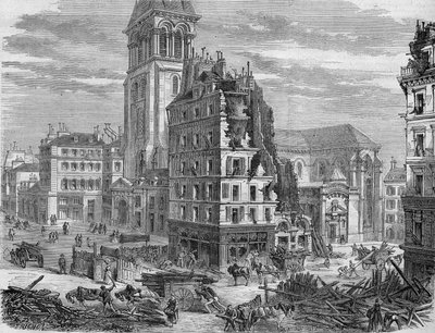 Place Saint Germain des Presin purkaminen Rue de Rennesin lävistystä varten vuonna 1867. tekijältä Unknown artist