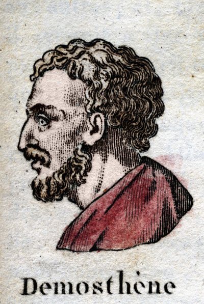 Demosthenes, antiikin kreikaksi Demosthenes (Ateena -384 - Calaurie -322), yksi suurista ullakkopuhujista, ateenalainen poliitikko. tekijältä Unknown artist