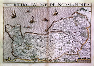 Kuvaus Normandian paisista. Normandian alueen kartta vuodelta 1620. tekijältä Unknown artist