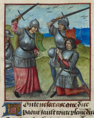 Le Roman de la Rose -sarjan yksityiskohta Peurin taistelusta Honten katsoessa. tekijältä Unknown artist