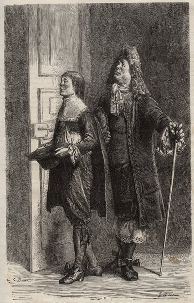 Diafoirus pere et fils – Jean Baptiste Poquelin dit Molieren (1622-1673) kaiverrus "Imaginary Maladiin" (Kuvitteellinen invalidi) tekijältä Unknown artist
