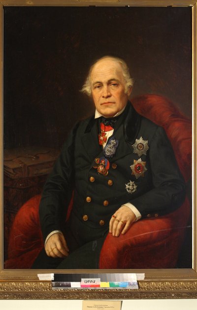 Dimitri Nikolajevitš Bloudov (Bludow ou Bloudoff) - Muotokuva kreivi Dmitri Nikolajevitš Bludovista (1785-1864) - Nimetön - 1800-luvun puoliväli. - Öljy kankaalle - Venäläisen kirjallisuuden instituutti IRLI (Pushkin-talo), Pietari tekijältä Unknown artist