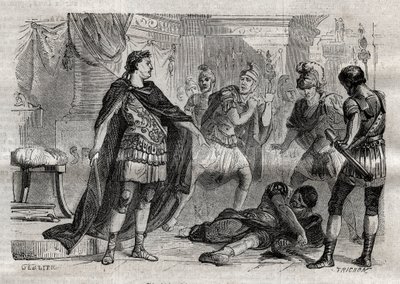 Diocletianus (Caius Aurelius Valerius Diocletianus Augustus) (244-311) kuoleva Lucius Flavius ​​Aer - kaiverrus kirjaan "Dictionnaire populaire illustrious" - 1864 - Joseph December ja Edmond Allonier - tekijältä Unknown artist