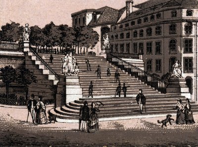Dresden, Saksa: näkymä Bruhlsche-terassille (Bruhlsche Terrace Dresdenissä). kirjassa "" Maailma havainnollistaa 168 näkymää"" Päiväämätön (1800-luvun loppu) tekijältä Unknown artist