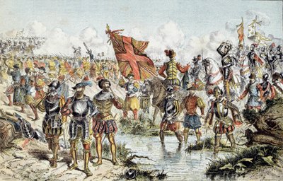 Kahdeksas uskontojen sota (1585-1598): Ivryn taistelu 14.3.1590 Henrik IV:n (joka voittaa) kuninkaallisen armeijan ja Katolisen liigan välillä. Kuva 1800-luvulta. Pariisi, Musee de l