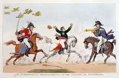 Englantilainen sarjakuva Napoleon I:stä - Napoleon I:ssä, karikatyyrejä, nuken kokoelma. 1814 - 1815. B.H.V.P. tekijältä Unknown artist