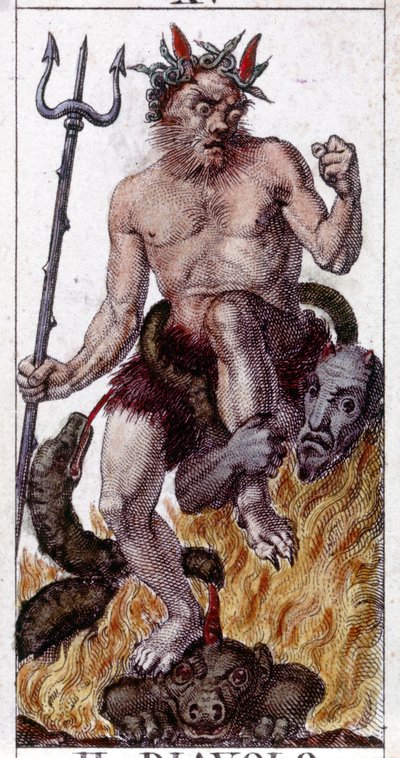 Kaiverrus 1800-luvun tarot-pelin kartalle. tekijältä Unknown artist