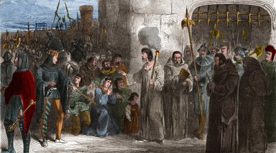 Enguerrand de Marigny (1260-1315) kamariherra ja kuningas Filip IV Belin ministeri kävelemässä kidutukseen vuonna 1315. Kaiverrus "" Histoire De France En Centin maalauksiin Paul Lehugeur "" 1891 - Enguerrand de Marigny (1260-1315) kamariherra ja Ministeri tekijältä Unknown artist