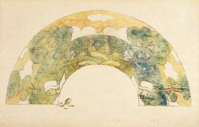 Evantail - Bretons Au Bord De La Mer (Fan - Bretons By The Sea) (sinkografi ja monotypia käsin värjättyllä) tekijältä Unknown artist