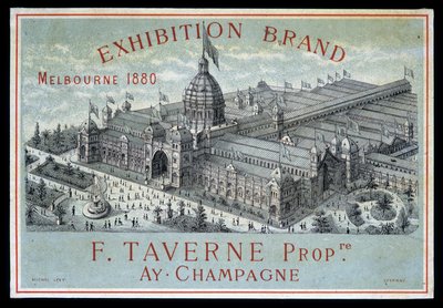 Brands -näyttely Melbournessa 1880: F. Taverne Champagne. tekijältä Unknown artist