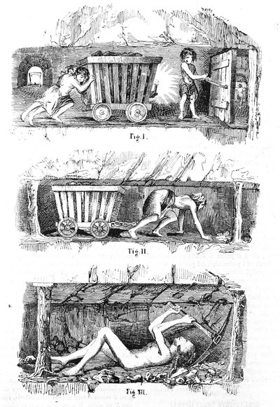 Lapsityövoiman hyväksikäyttö Englannin hiilikaivoksissa tekijältä Unknown artist