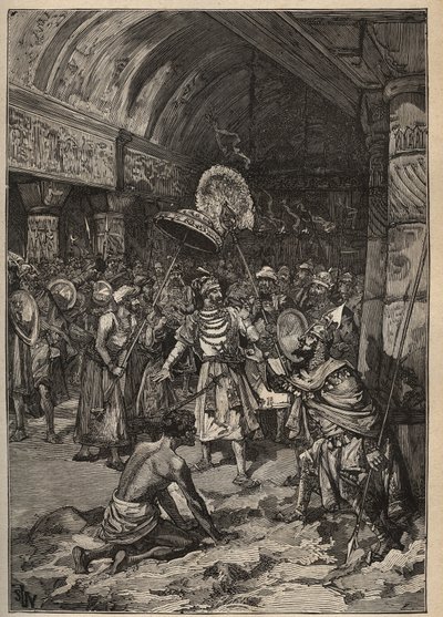 Kuuluisat timantit: Lahoren maharajah, Ranjit Singh (1780-1839), ottaa haltuunsa Koh-i Nor -timantin (Koh i Nor, Kuh-e Nur, Kuh e Nur, Koh-i-noor, Koh i Noor). Kaiverrus vuodelta 1885 kirjassa "Les arts et metiers illustres", kirjoittanut Adolphe BITARD. tekijältä Unknown artist