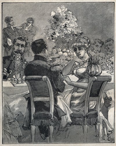 Kuuluisia kaulakoruja: Josephinen helmikaulakoru. Konsuli Napoleon Bonaparte kysyy vaimonsa Josephine de Beauharnais (Marie Josephe Rose de Tascher de La Pagerie) kaulassa olevan helminauhan alkuperää tekijältä Unknown artist