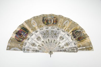 Tuuletin, n.1860, painettu ja maalattu paperi, helmiäismetalli, kulta-, hopea- ja kuparimetallit ja peili, valmistaja tuntematon tekijältä Unknown artist