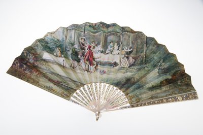 Tuuletin, n. 1870, painettu ja maalattu paperi, helmiäismetallia, kultaa, hopeaa ja kuparimetallia ja peili, valmistaja tuntematon tekijältä Unknown artist