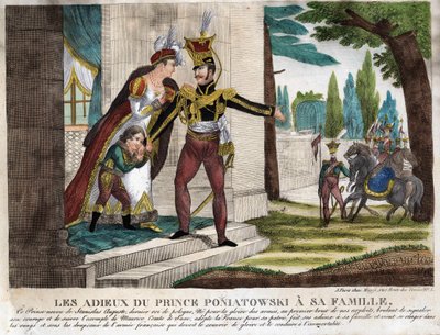Prinssi Joseph (Jozef) Antoni Poniatowskin (1763-1813) jäähyväiset perheelle, aikakauden kaiverrus tekijältä Unknown artist