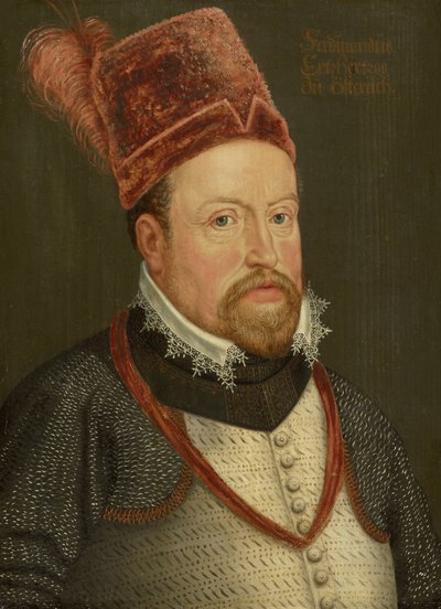 Ferdinand II Tirolilainen, Itävallan arkkiherttua - Ferdinand II:n (1529-1595), Itävallan arkkiherttua, Anonyymi muotokuva. Öljy puulle, n. 1575. Taidehistoriallinen museo, Wien tekijältä Unknown artist