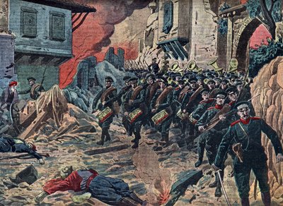 Ensimmäinen Balkanin sota "The Bulgarian Armee triumphant after the Battle of Kirk Kilisse (Lozengrad) on 24/10/1912, Turkey" (Kirk Kilissen taistelu (tai Kirkkilise taistelu) oli osa ensimmäistä Balkanin sotaa Bulgarian armeijoiden ja Osmanien valtakunnan tekijältä Unknown Artist