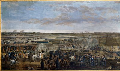 Ensimmäinen valtakunta: Keisari Napoleon I (1769-1821) (valkoisella hevosella) Leipzigin taistelussa (Kansakuntien taistelu), 16.-19.10. tekijältä Unknown artist