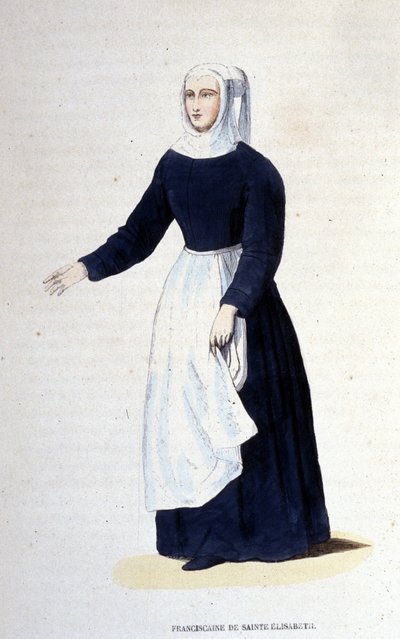 Pyhän Elisabetin fransiskaanilunna. Unkarin Pyhän Elisabetin (1207 - 1231) perustama ritarikunta. Kaiverrus 1800-luvulta. tekijältä Unknown artist
