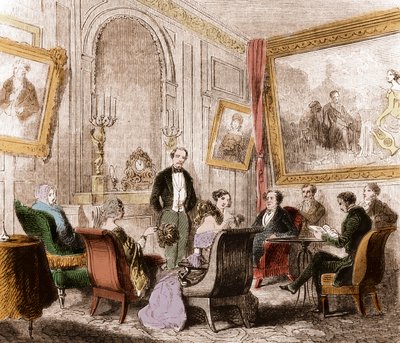 Francois Rene de Chateaubriand (1768-1848), ranskalainen kirjailija ja poliitikko, lukemassa "Memoires d
