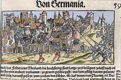 Pyhän Rooman valtakunnan keisari Frederick Barbarossa valloitti ja tuhosi Milanon.Vuonna 1162. tekijältä Unknown artist