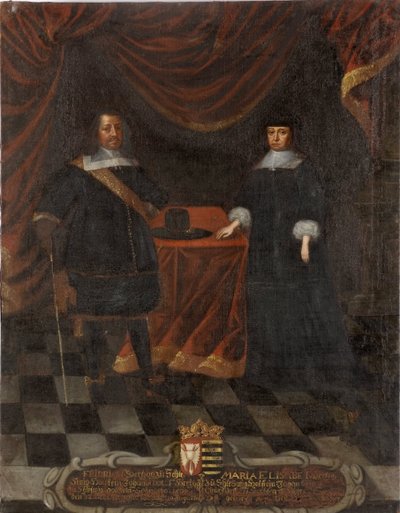 Frederic III de Holstein Gottorp ja Marie Elisabeth de Saxe - Holstein-Gottorpin herttua Frederick III (1597-1659) ja herttuatar Marie Elisabeth (1610-1684), Anonymous . Öljy kankaalle. Mitat: 103,5x79,5 cm. Tukholman kansallismuseo tekijältä Unknown artist