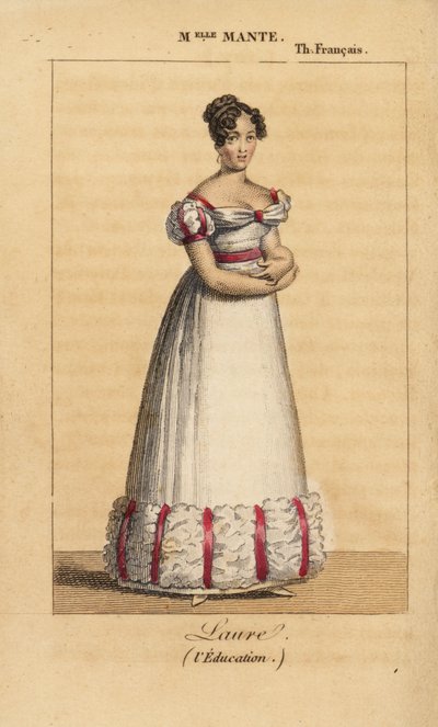 Ranskalainen näyttelijä Louise-Charlotte-Theophile-Delphine Escoffie tai Mlle Mante Lauren roolissa Casimir Bonjourin näytelmässä L