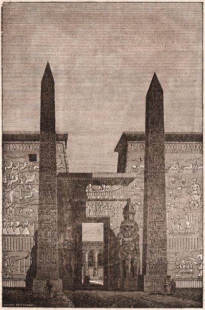 Etunäkymä Luxorin obeliskien rekonstruktiosta Egyptissä tekijältä Unknown