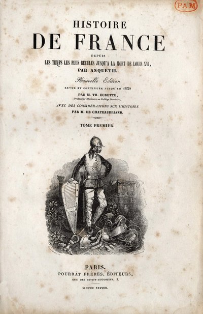 Anquetilin ""History of France"" -elokuva. 1838. tekijältä Unknown artist