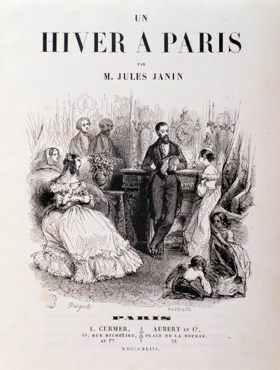 Jules Janinin "" Un hiver à Paris" -elokuva, pariisilaiset tapasivat loungessa vastaanoton aikana. 1843 Yksityinen kokoelma tekijältä Unknown artist