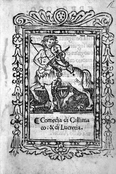 Niccolo di Bernardo dei Machiavellin (Nicolas Machiavelin) komedian "" La Mandragola " etukuva tekijältä Unknown artist