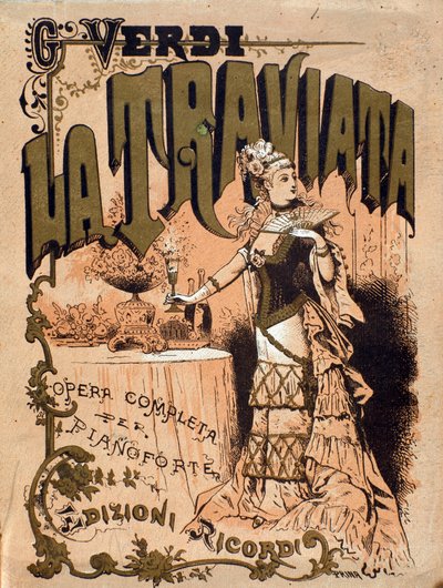 Giuseppe Verdin (1813-1901) 1800-luvun yksityiskokoelma oopperan "La Traviata" partituurin etukuva tekijältä Unknown artist