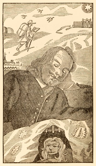 John Bunyanin (1628-1688) pyhiinvaeltajien edistyminen tästä maailmasta tulevaan esikuva, jossa kirjailija haaveilee pyhiinvaeltajakristitystä, jota rasitti tieto syntinsä. tekijältä Unknown