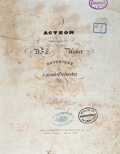 Daniel Francois Esprit Auberin ""Acteon"" -englanninkielisen koopperan etukappale tekijältä Unknown artist