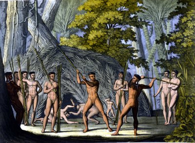 Futte botocudojen välillä, Brasilian intiaanit - Ferrarion "" Muinainen ja moderni puku" -kappaleessa, toim. Milano tekijältä Unknown artist
