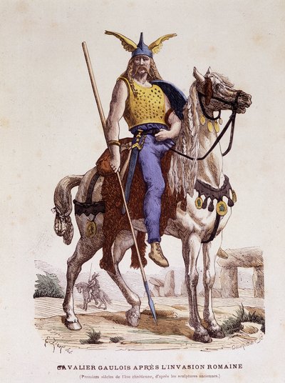 Gallialainen ratsumies Rooman hyökkäyksen jälkeen - "" Costumes de Paris -asuissa vuosisatojen ajan"" tekijältä Unknown artist