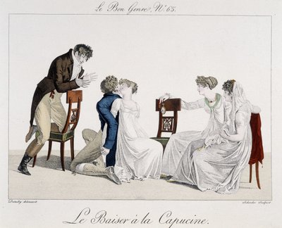 Peli: The Capuchine Kiss - elokuvassa "" The Good Genre", n¡65, 1800-luvun alku tekijältä Unknown artist