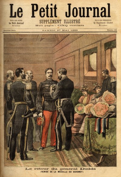 Kenraali Alfred Dodds (1842-1922) ansioituttuaan Indokiinan tehtävien aikana ja rauhoittaen Senegalin, hän johti Dahomey-kampanjaa ja sai Dahomey-mitalin, jonka laivaston komentaja Hanes antoi. Selvan kokoelma tekijältä Unknown artist