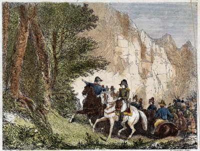 Kenraali Bonaparte (Napoleon I) ja Pascal (Pasquale) Paoli (1725 - 1807), Korsikan patriootti. Kaiverrus 1800-luku tekijältä Unknown artist