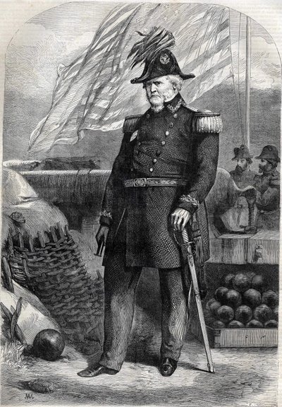 Kenraali Winfield Scott (1786-1866). kaiverrus vuodelta 1860. tekijältä Unknown artist