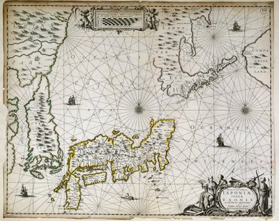 Japanin, Korean ja Etelä-Kiinan maantieteellinen kartta tekijältä Unknown artist