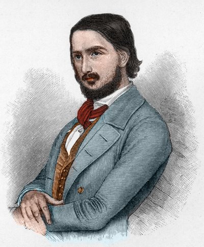 Georg Friedrich Rudolph Theodor Herwegh (1817-1875) saksalainen runoilija, vallankumouksellinen ja kääntäjä. tekijältä Unknown artist