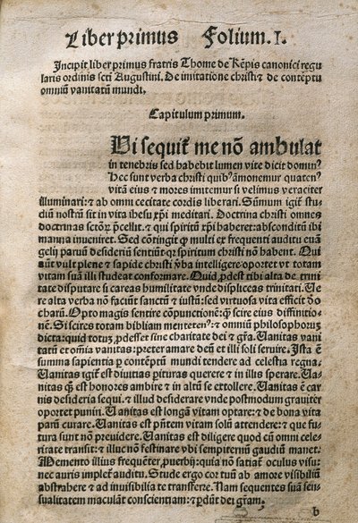 Saksalainen papisto ja mystinen runoilija. Thomas Hemerkenin teoksessa "Imitatione Christi" THOMAS A KEMPIS (1380-1471), Leyden tekijältä Unknown artist
