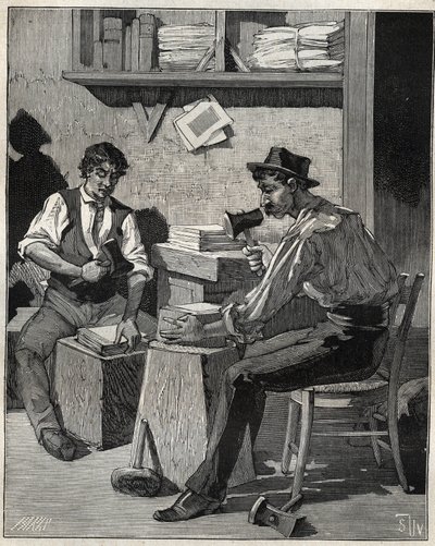 Kultaveitsi. Kaiverrus vuodelta 1885 kirjassa "Les arts et metiers illustres", kirjoittanut Adolphe BITARD. tekijältä Unknown artist