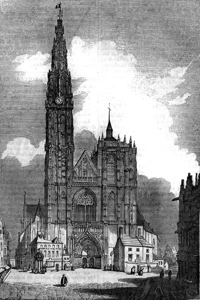 Goottilainen arkkitehtuuri: näkymä Cathedrale Notre Dame (Notre Dame) Antwerpen (goottilainen tyyli) tekijältä Unknown artist