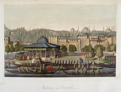 Ottomaanien hallitus: yleisö Admiralissa - "" Vanha ja moderni puku", kirjoittanut Ferrario, ed Milan tekijältä Unknown artist